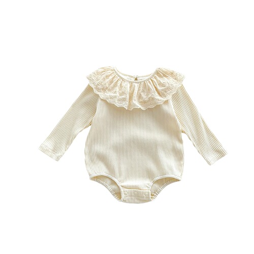 ins baby girl lace collar bag farts spring and autumn clothing baby pure cotton long-sleeved jumpsuit bottoming clothing romper