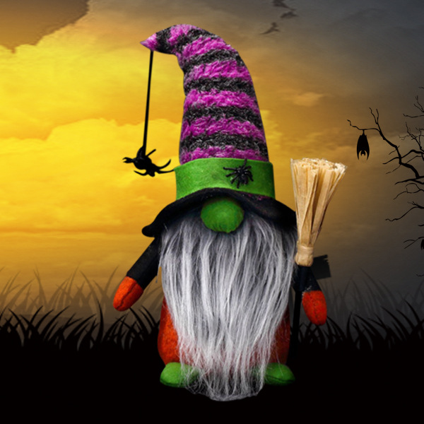 Enano transfronterizo Halloween muñeca sin cara Rudolph araña Halloween decoración de ventanas de cocina escoba muñeca Rudolph