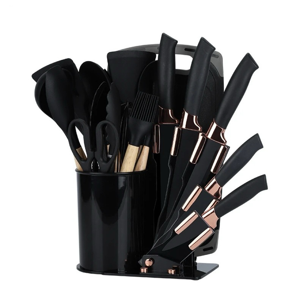 Comercio exterior suministro transfronterizo utensilios de cocina de silicona 20 piezas cuchillo de cocina antiadherente espátula cuchara de sopa traje de herramientas de cocina