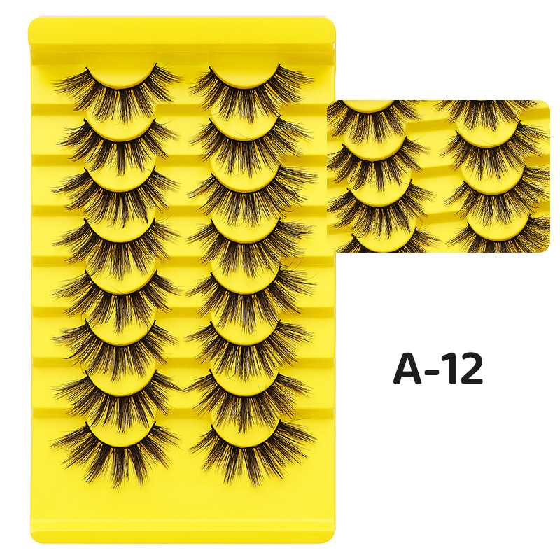 DINGSEN fuente transfronteriza fábrica pestañas falsas 8 pares de pestañas naturales gruesas de gran volumen LOGO
