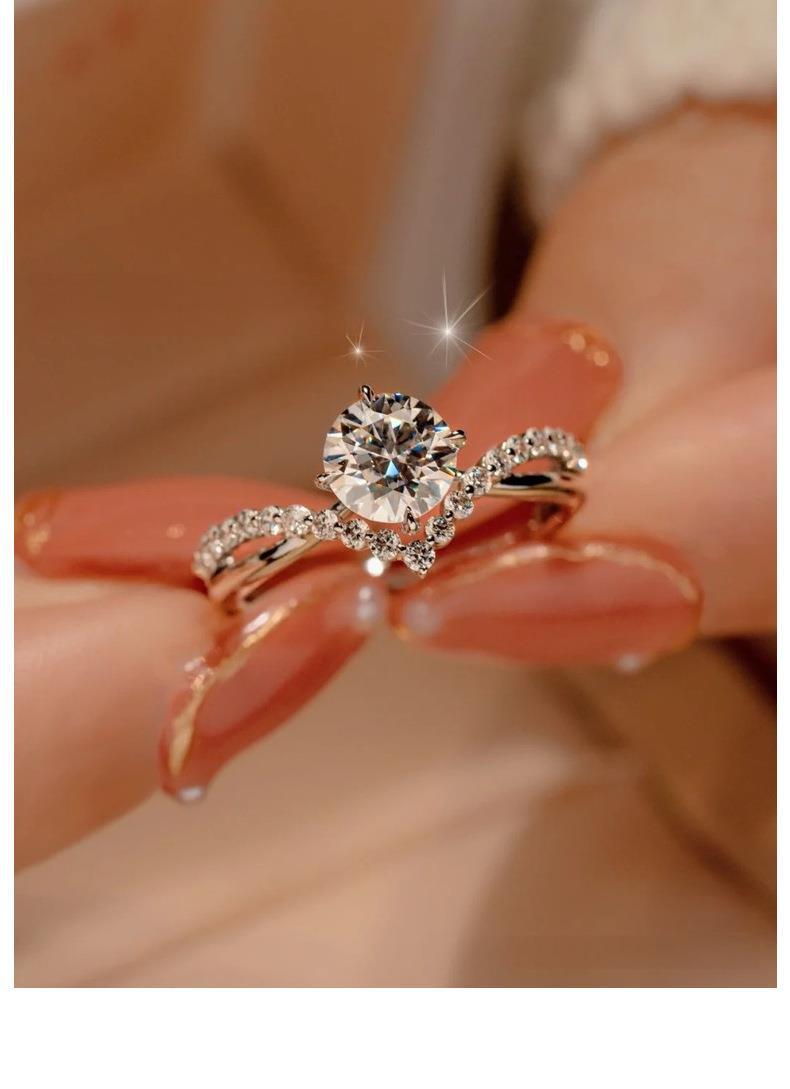 3g Weight 1.0ct Carat Total Weight 1.0ct 925 Sterling Silver Moissanite High Carbon Diamond Geometric Rings Moissanite Rings GRA Certificate