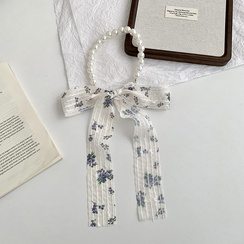 Collar de perlas, diadema, pequeño pañuelo de seda largo, vestido de niña de alta calidad, cinta, decoración de cinta, bufanda, cinturón