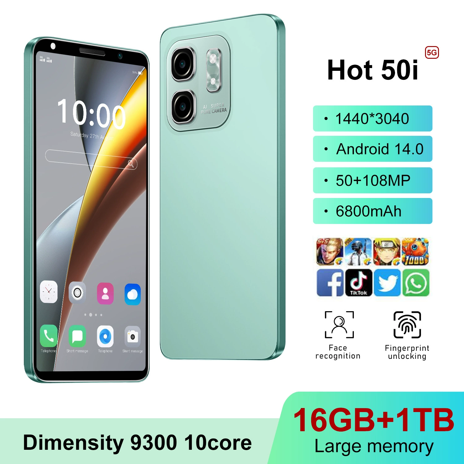 Новый мобильный телефон для внешней торговли Hot50 i, 5.5" экран incell, 1+16GB, Android 8.1, смартфон