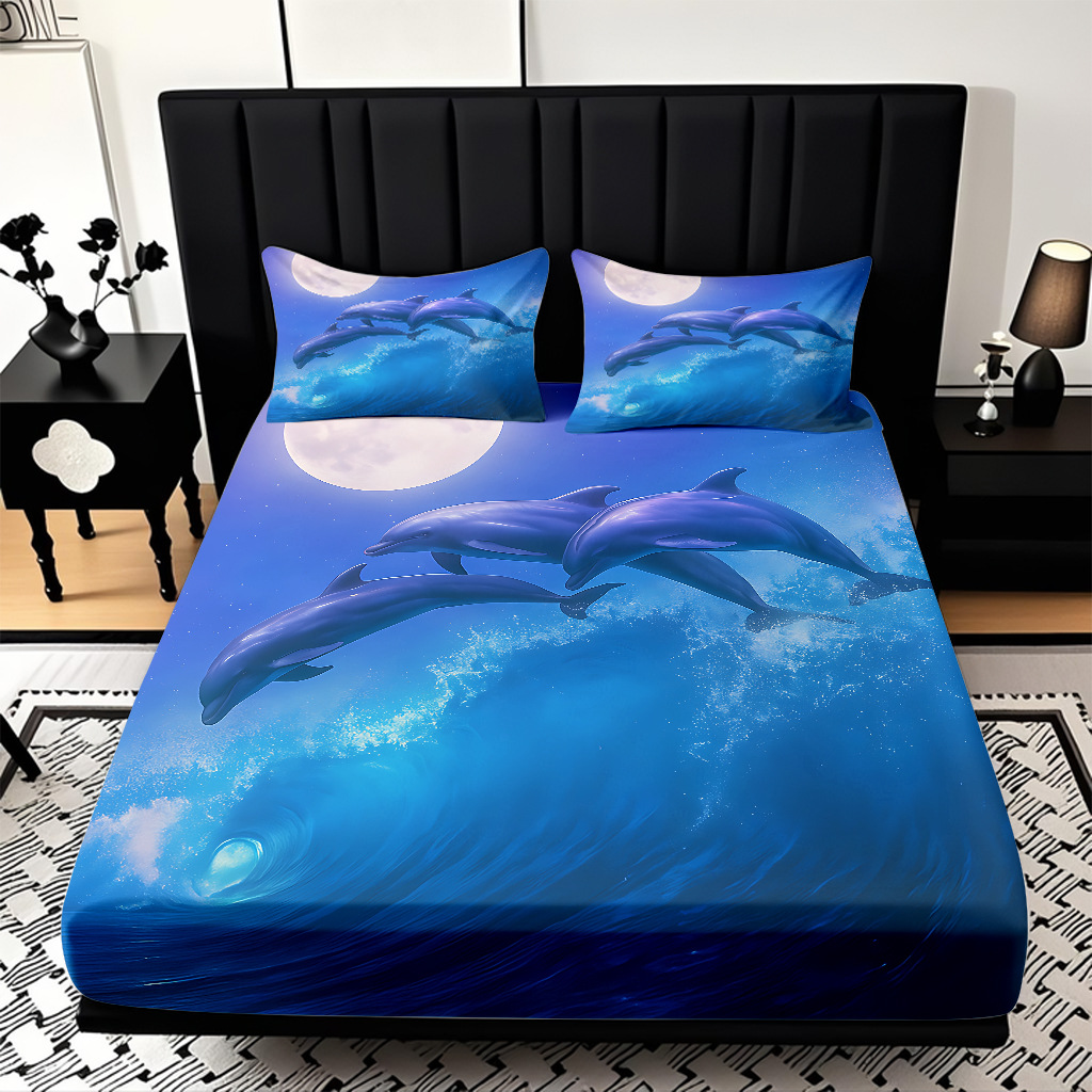 TEMU / JIT transfronterizo encantadora criatura submarina impresa digital 3D cama de cama de cama