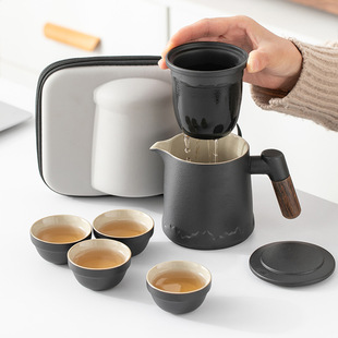 Portable Travel Tea Set Outdoor Portable Kung Fu Teapot Tea Cup Small Set Simple Camping Style Quick Cup Business Trip