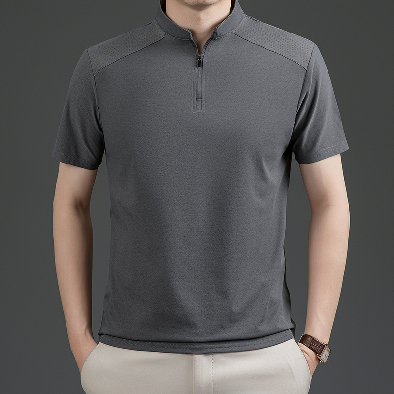 2026 New Style Hemp Wrinkle-Resistant Quick-Dry Sweat-Wicking Stand Collar Half-Zip Short-Sleeve Men's Outdoor Half-Zip Stand Collar T-Shirt P 2026 New Style Hemp Wrinkle-Resistant Quick-Dry Sweat-Wicking Stand Collar Half-Zip Short-Sleeve Men's Outdoor Half-Zip Stand Collar T-Shirt P