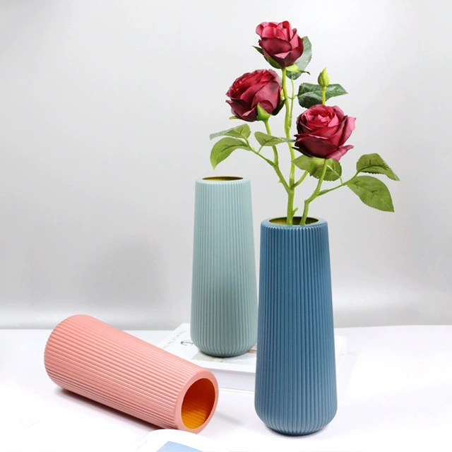 Nordic ins минималистский ветер пластиковая ваза цветочная композиция высокого уровня чувство дома гостиная декоративная цветочная ваза имитация фарфора оптом