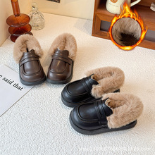 女童加绒加厚皮鞋2025新款软底舒适防滑轻便女宝宝大棉皮鞋