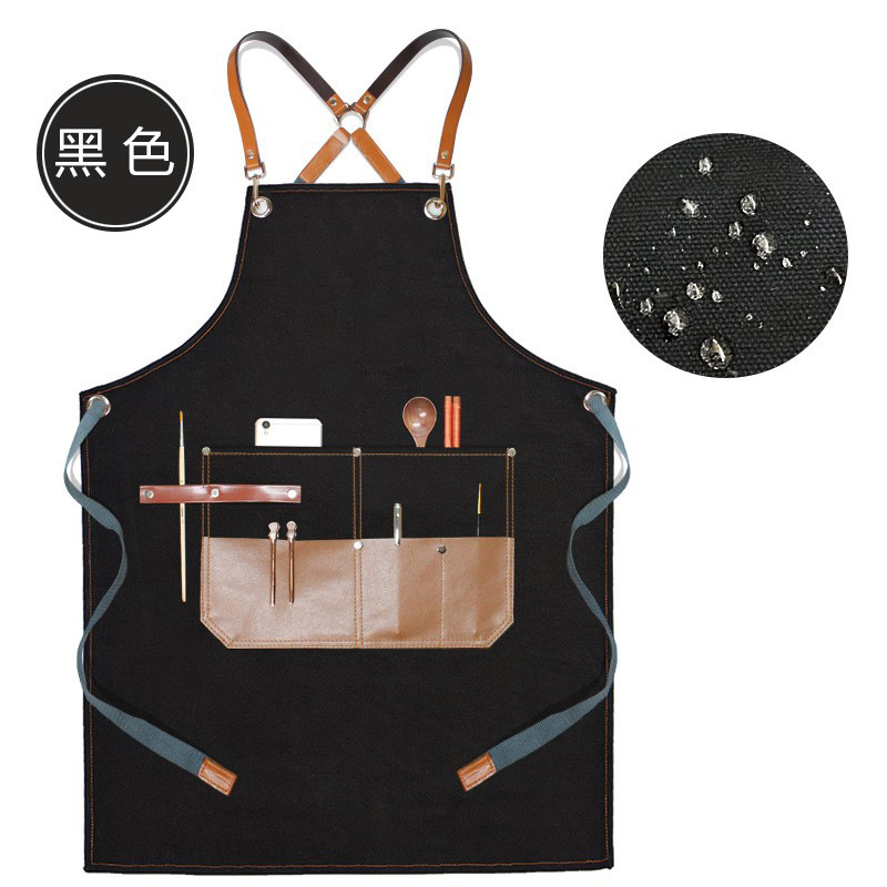 Denim delantal moda coreana peluquero pintura arte estudiante cafetería ropa de trabajo grueso lienzo delantal al por mayor