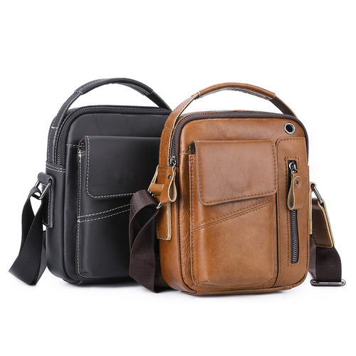 Men's genuine leather bag first layer cowhide wear-resistant casual fashion multifunctional crossbody bag shoulder bag cowhide bag