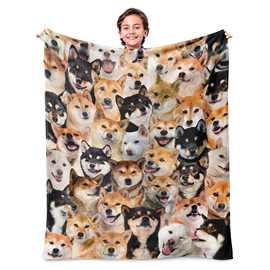 跨境外贸可爱宠物狗狗diy图片法兰绒大头贴毛毯数码印花盖毯批发