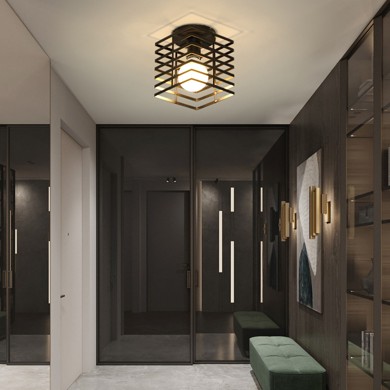 Nórdico lámpara de balcón lámpara de techo lámpara de pasillo moderno minimalista guardarropa pasillo de entrada lámpara de hierro arte