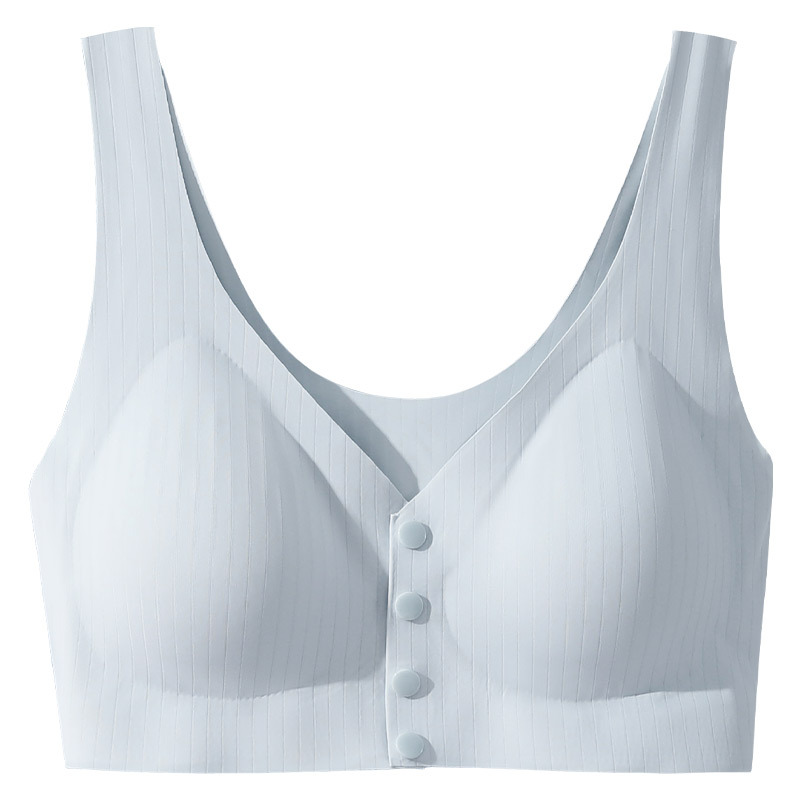 Ropa interior de la madre sujetador de hebilla frontal delgada de verano para mujer sujetador de seda de hielo inalámbrico de mujer talla grande sujetador de chaleco de mediana edad y edad avanzada