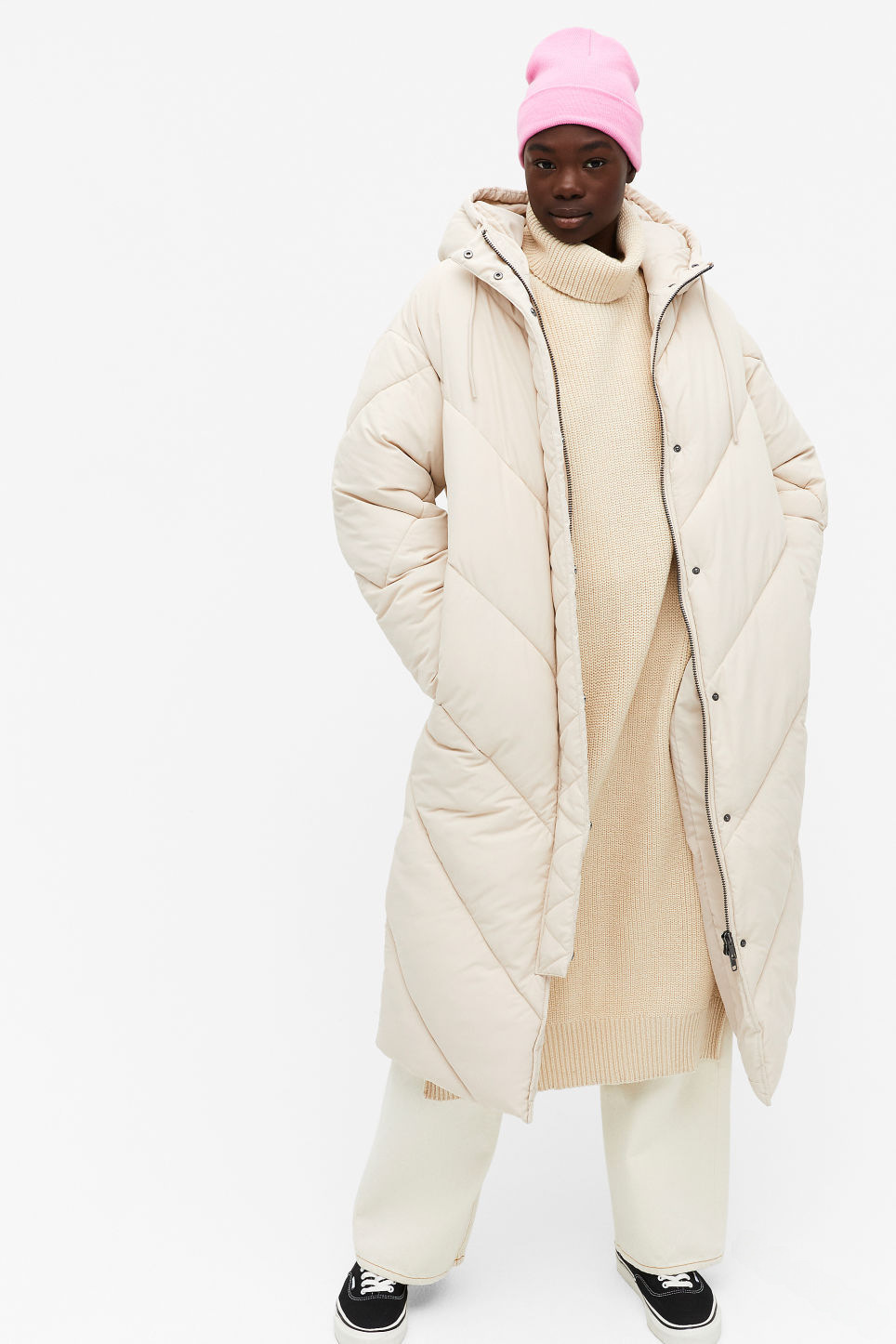 Chaqueta de manga larga ajustada con capucha y cremallera a cuadros de algodón de color sólido para mujer de Europa y América transfronteriza_voghion.com