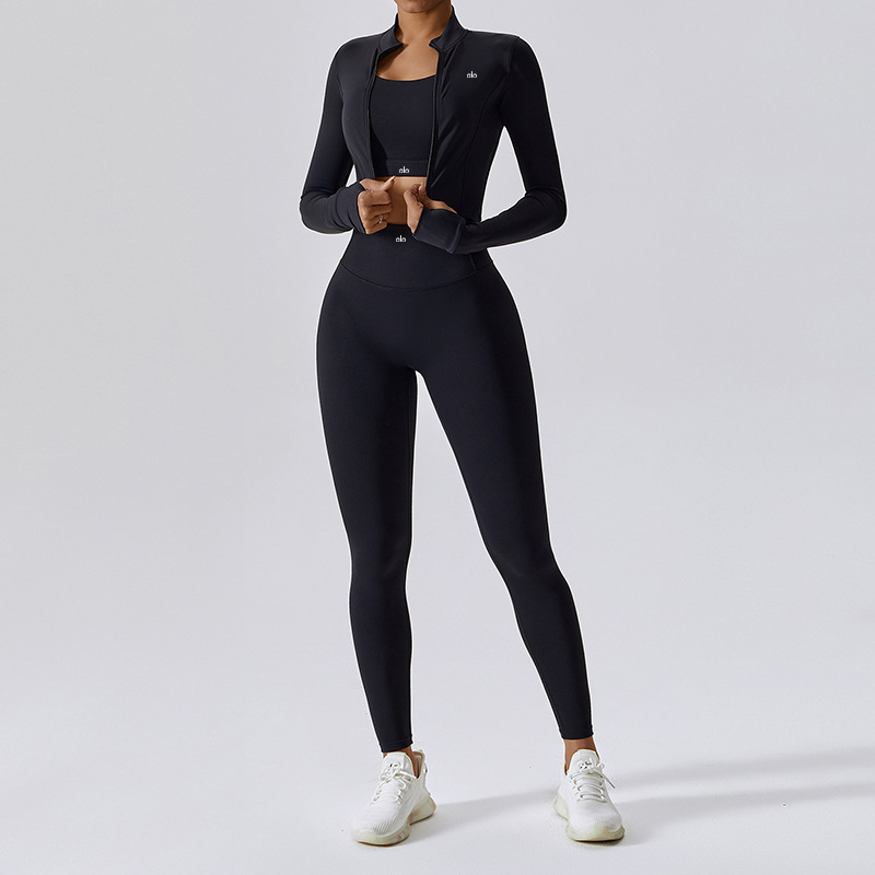 Comercio exterior ropa de yoga deportivo yoga acondicionamiento delgado chaleco de carrera secado rápido manga larga pilates set de entrenamiento