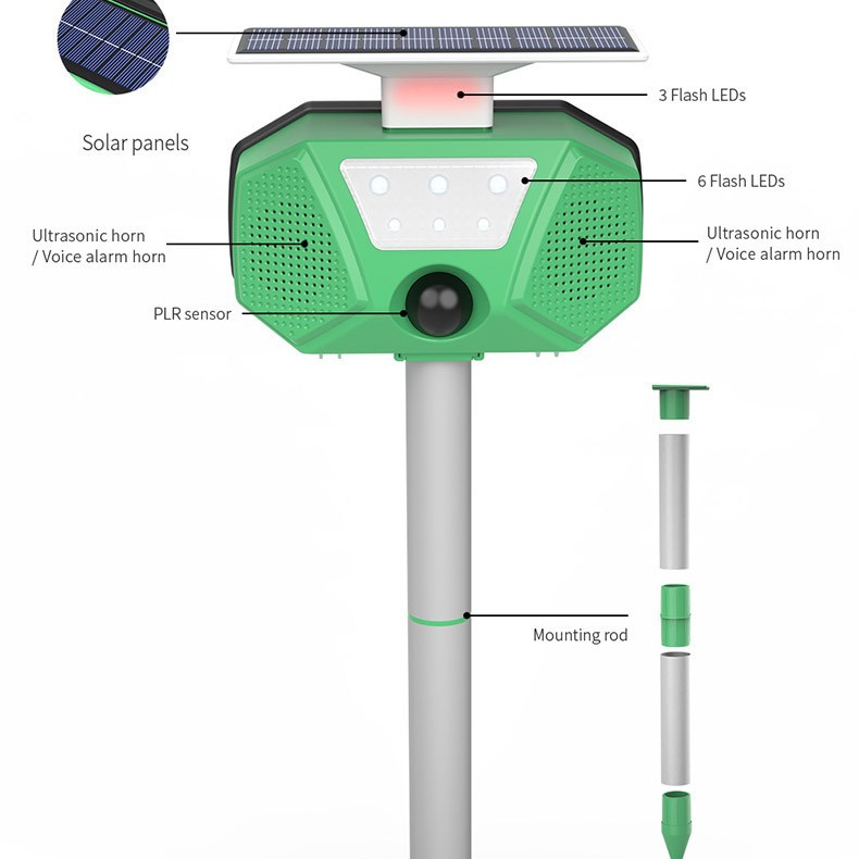 Cross-border new product solar animal repeller, variable frequency ultrasonic rat repeller, multi-functional dog repeller, bird repeller