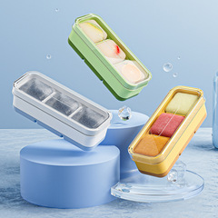 Food-grade ice cube tray household with lid ice mold soft bottom square ice mold ice storage tray mini popsicle maker