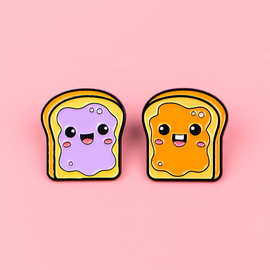 吐司面包卡通食物胸针别针服装包包配饰合金徽章跨境外贸批发热销