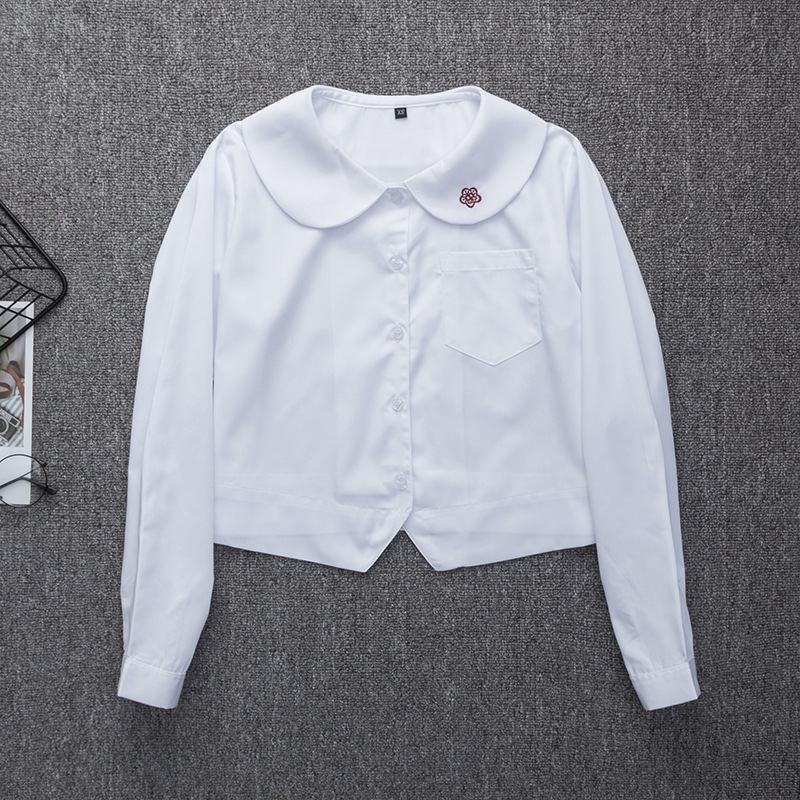 Long-sleeve flower-shaped, shirt, with embroidery
