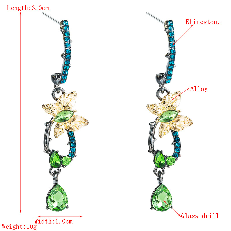 Vente En Gros Bijoux Rétro Diamant Goutte D&#39;eau Boucles D&#39;oreilles Oiseau Nihaojewelry display picture 1