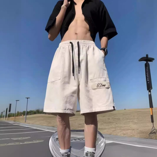 Summer Workwear Loose Straight Leg Pure Cotton Men's Youth Japanese Style Casual Short Pants Trendy Full Cotton Pants