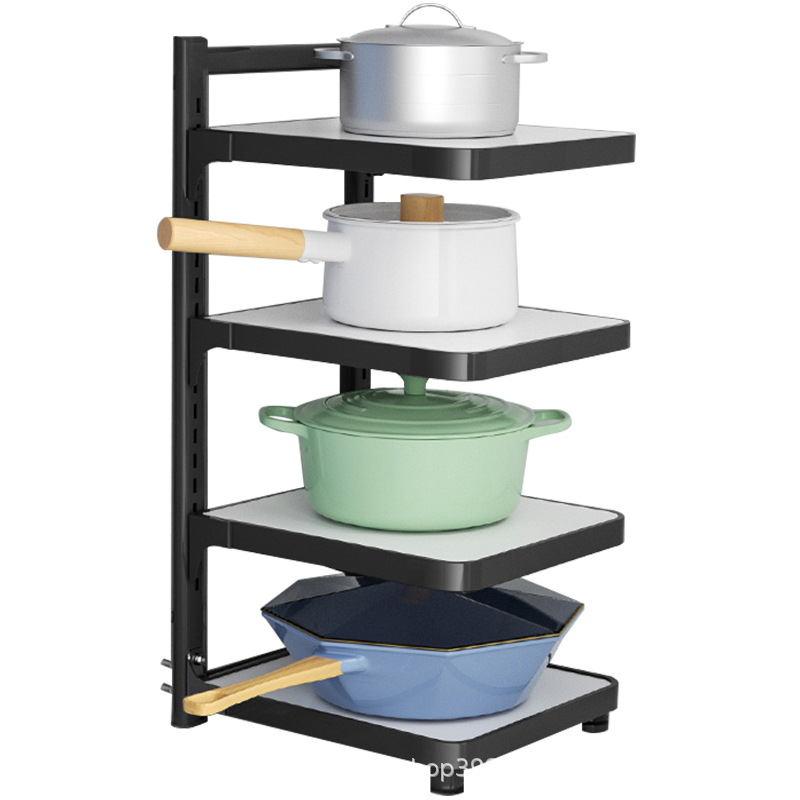 Rack de almacenamiento de cocina fregadero doméstico olla de almacenamiento rack piso multifuncional ajustable multi-capa rack de almacenamiento