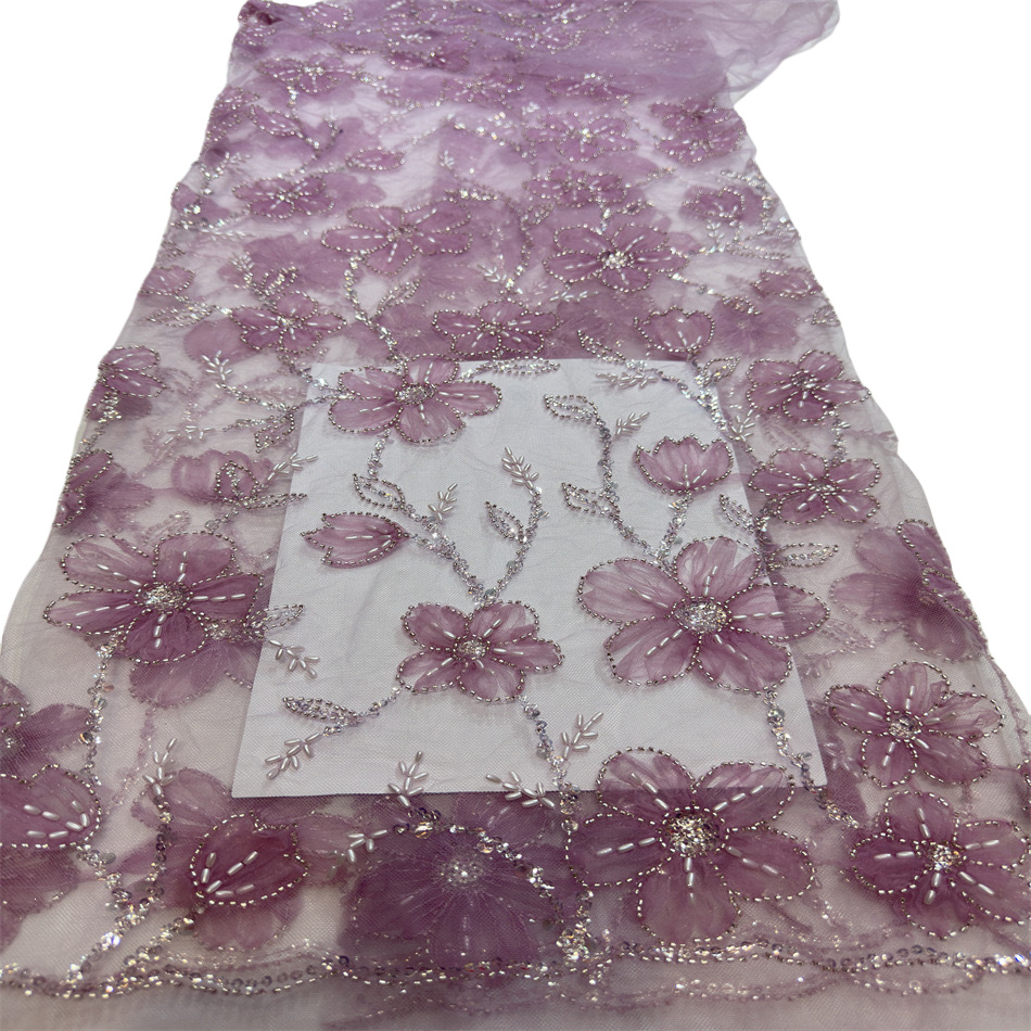 Lujo ligero vestido de boda vestido de moda esquinilla tubo de perlas bordado tela de bordado tridimensional comercio exterior transfronterizo spot bordado