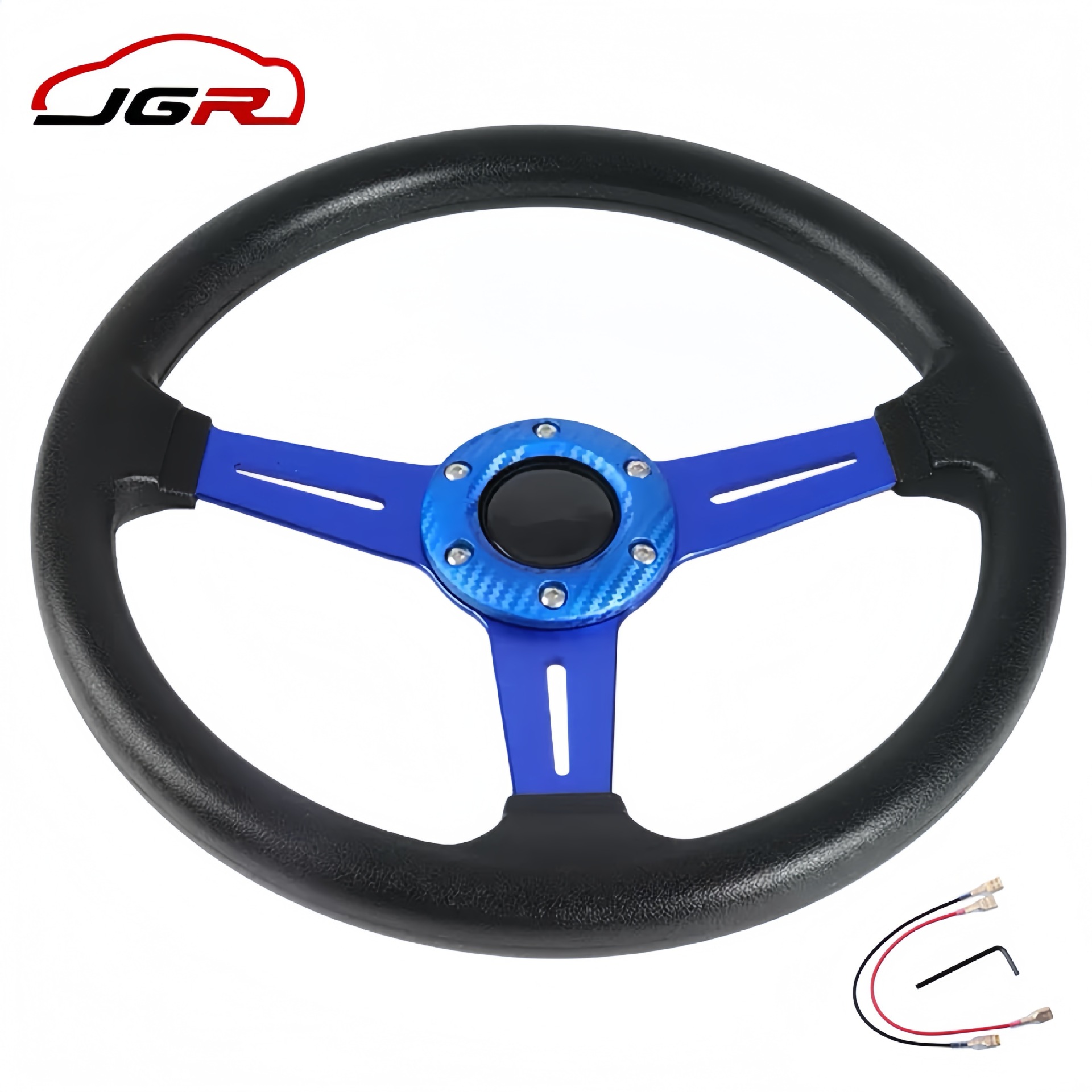 Car Modified Steering Wheel PU Racing Steering Wheel 14inch Personalized Carbon Pattern Patch 345mm Cross-Border