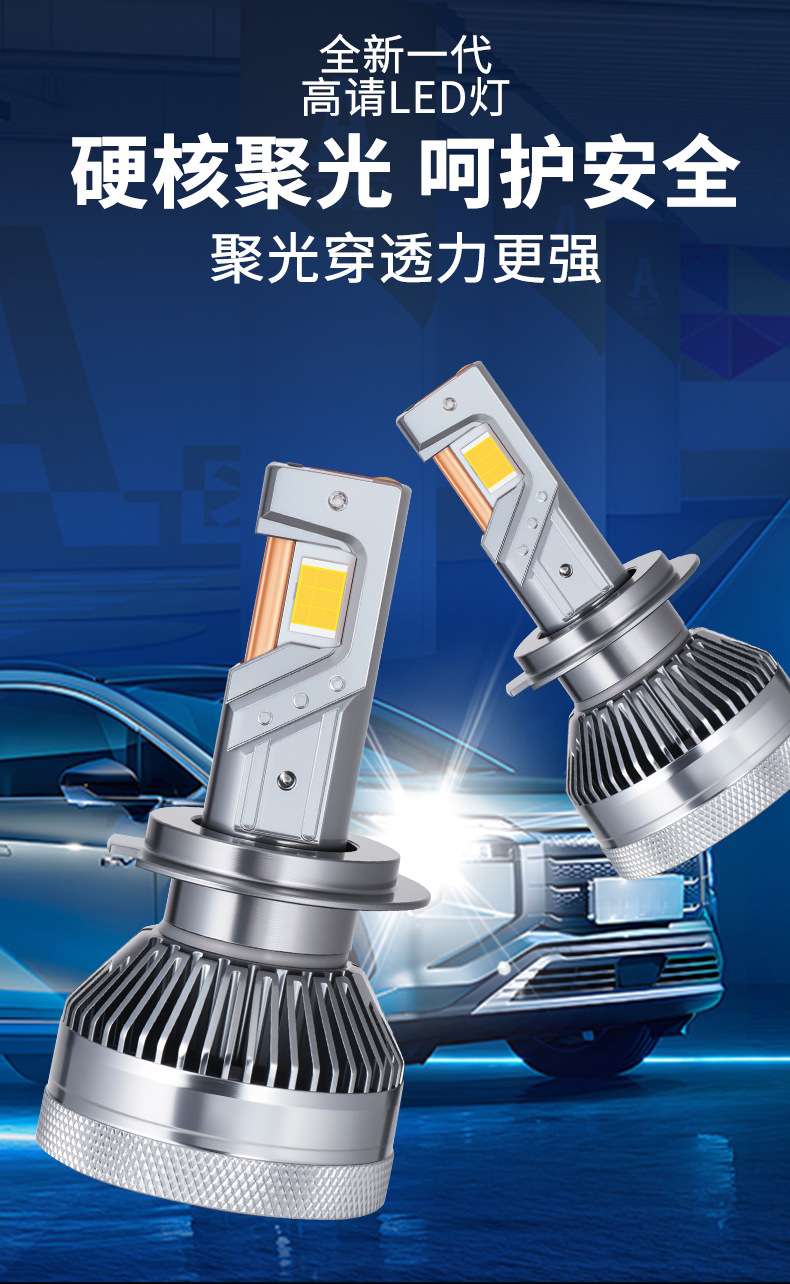 Cross-border special for three copper tube heat dissipation LED car headlights Y37 high-power 300W high-brightness spotlight waterproof headlights