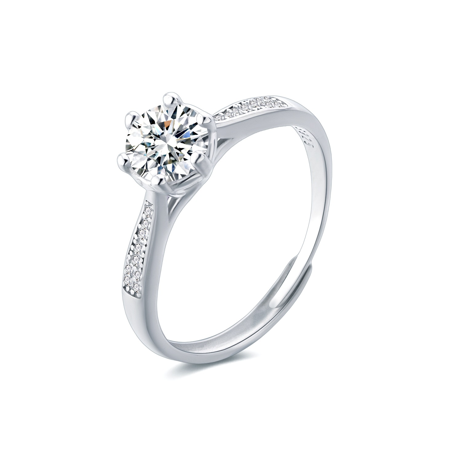 Luz de moda lujo estilo S925 plata esterlina diez flechas diez corazón ZIRCON diamante anillo geométrico las mujeres 1 quilates fila diamante anillo