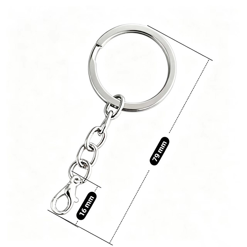 30mm llavero colgando cuatro cadenas de langosta botón anillo plano con cuatro cadenas de frijoles colgantes accesorios accesorios llavero