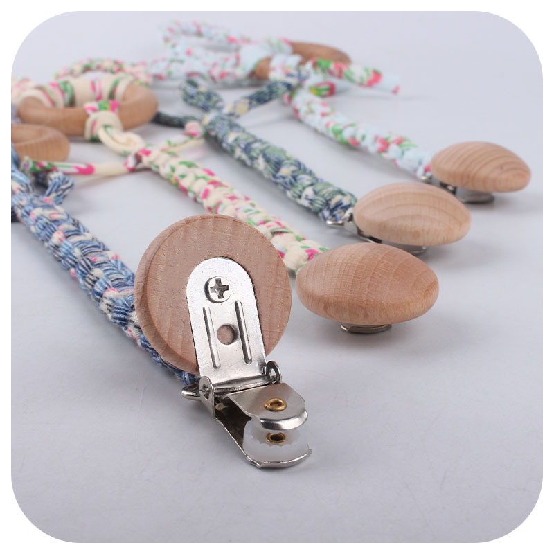 Suministros para bebés Clip de pezón de haya DIY bebé creativo tejido a mano color mezclado pezón cuerda cadena anti-caída