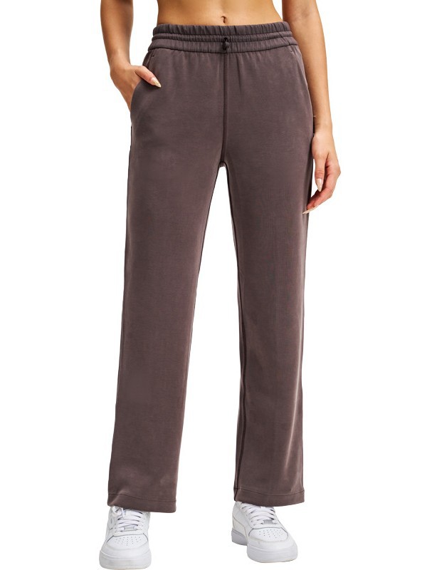 lulu pantalones de piernas anchas, pantalones de camisa rectos, pantalones de camisa de estilo relajado, secado rápido, pantalones de cintura alta transpirables, 28 "