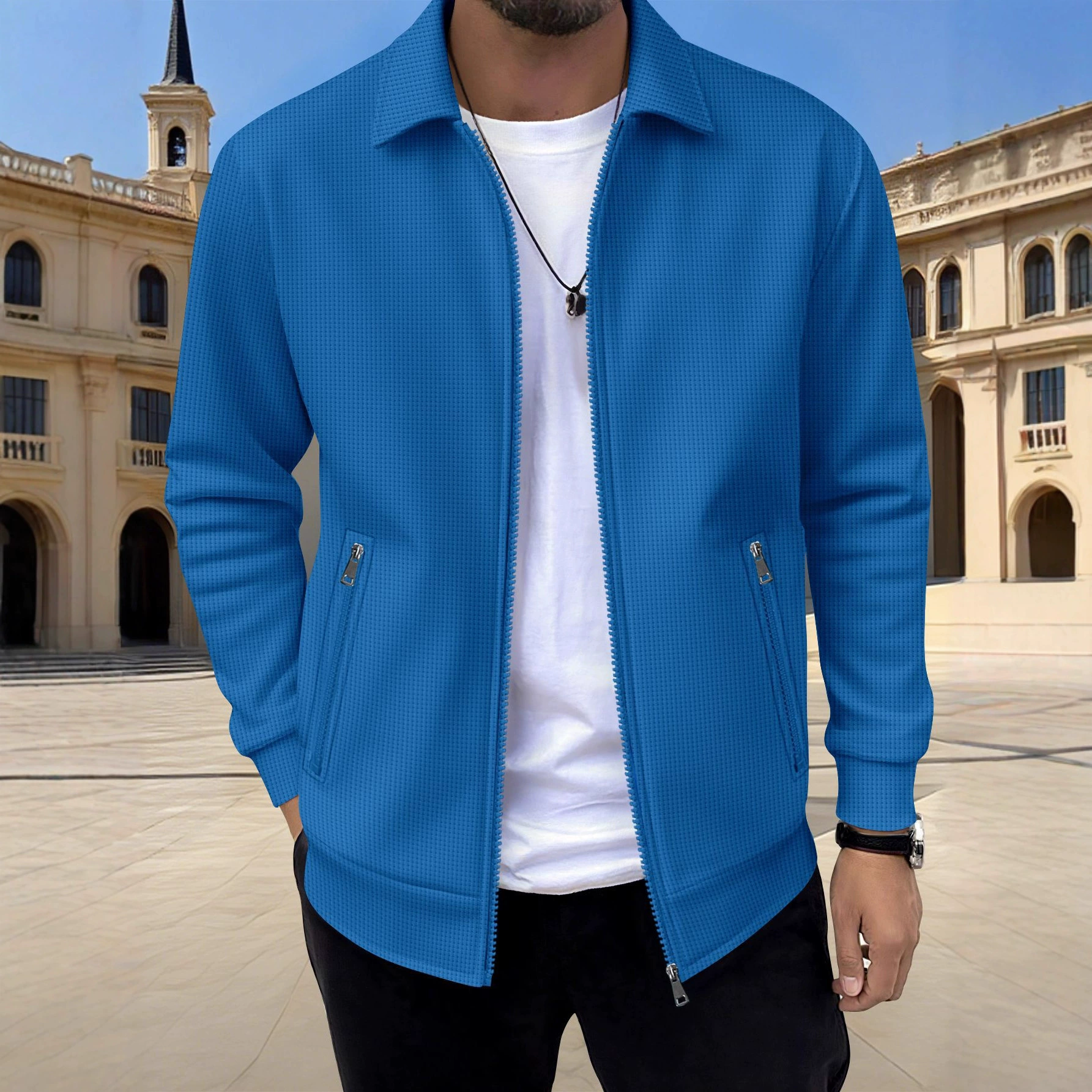 (Cross-border trading), winter solid long-sleeve with zipper, jacket, city style