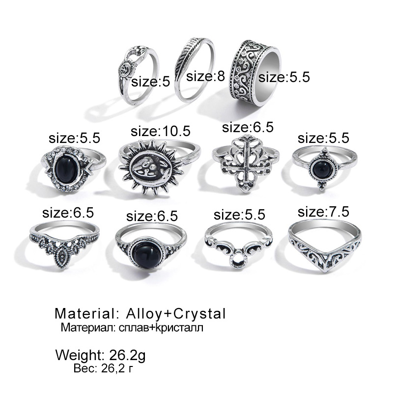 18g Weight Rings Classification 1 Set Quantity Street Occasion Alloy Material Leaf, Heart Shape Pattern Men's Gender Carving Design Hip-Hop, Retro Style Hip-Hop Retro Leaf Heart Shape Alloy Carving Men's Ring Sets 4