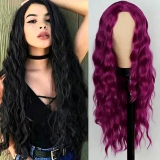 欧美假发女羊毛卷长款假发套全头中分玉米须长卷发化纤头套wigs