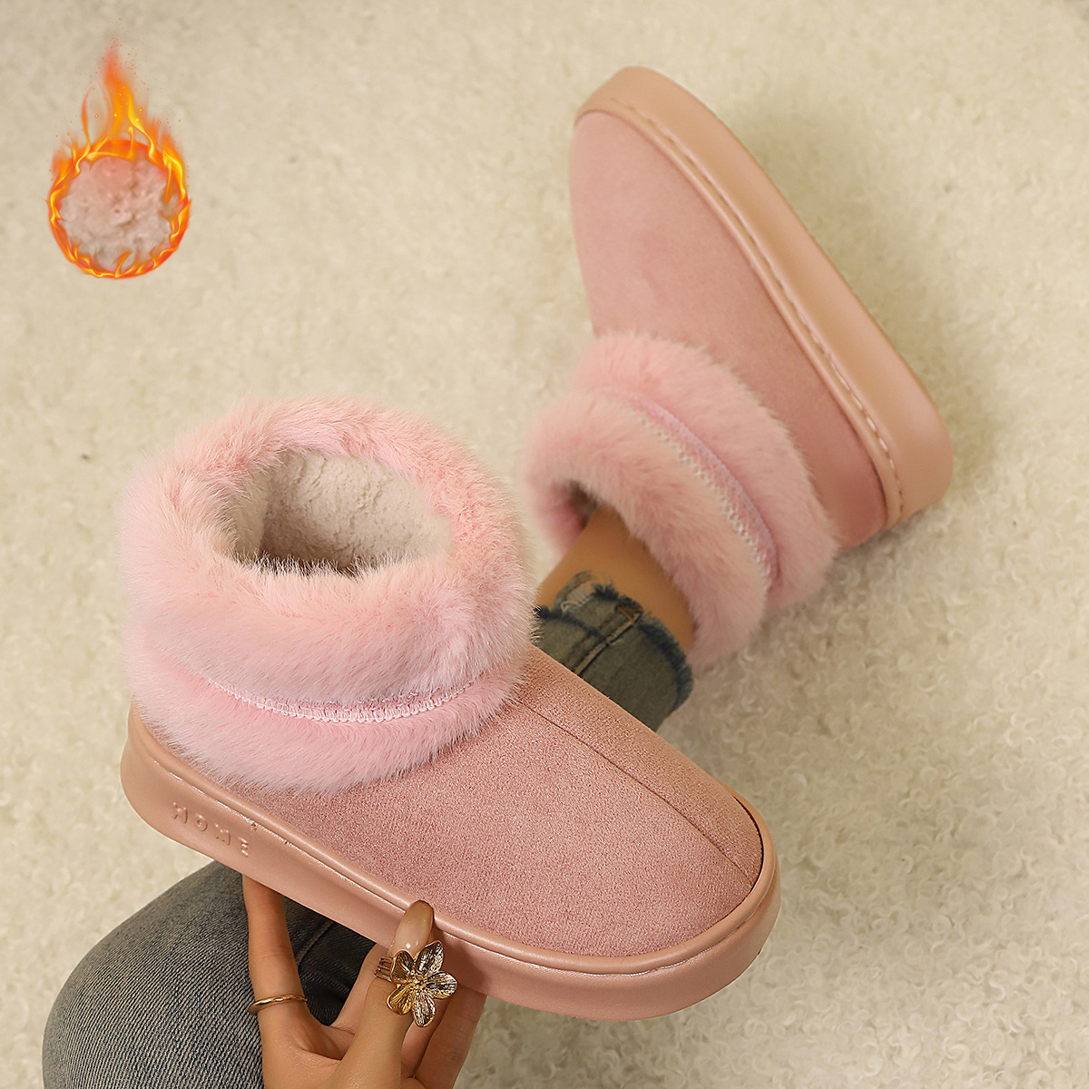 Nuevas zapatillas de algodón transfronterizas para el hogar de Amazon para mantener cálidas y gruesas parejas simples de otoño y invierno y medio paquete interior con muebles domésticos