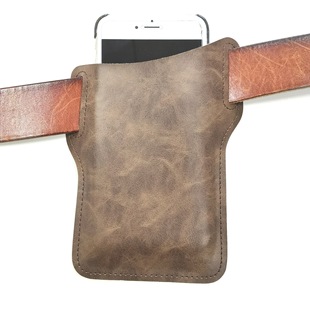 Retro Crazy Horse leather mobile phone bag vertical mobile phone bag outdoor portable waist hanging mobile phone waist bag mobile phone protective leather case