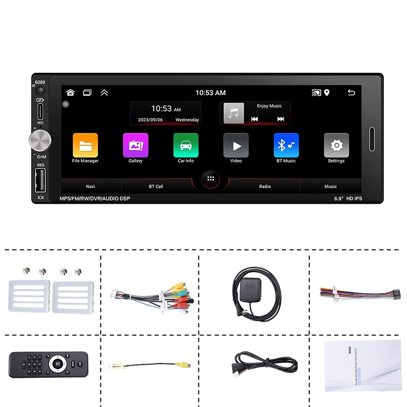 6.9 -inch single ingot MP5 player Android navigation reversing Bluetooth all -in -one wireless CarPlay