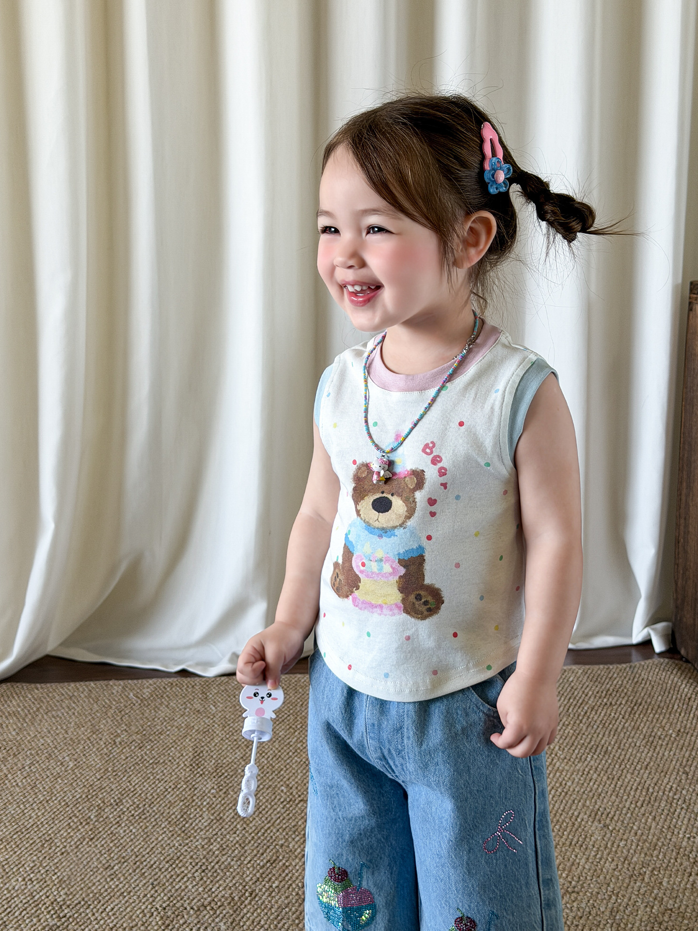 Sugar Pear ropa infantil chaleco de verano delgado 2026 ropa de niños transpirable ocio niñas clase A chaqueta de bebé