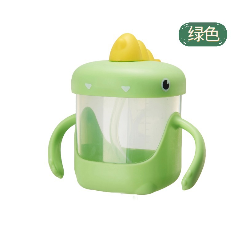 Taza de leche para niños con escalas de paja Taza de agua resistente a caídas Taza de plástico doméstica para bebés