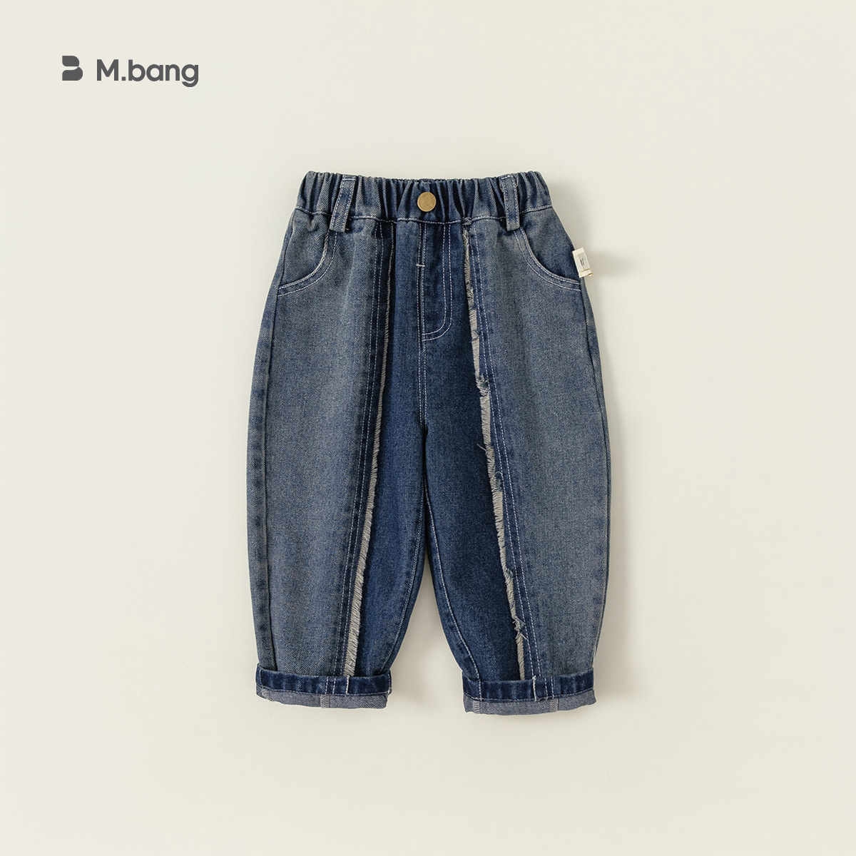 Pantalones para Niños Bangxuan, Pantalones Largos con Dobladillo Deshilachado y Parches para Niños, Primavera y Otoño, Jeans para Bebés, Pantalones Rectos Modernos para Niños Pequeños