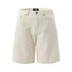 American High-Street Washed Jacquard 5-Pocket Denim Shorts for Men, Distressed Jeans, Loose-Fit Wide-Leg Casual Shorts with Big Size