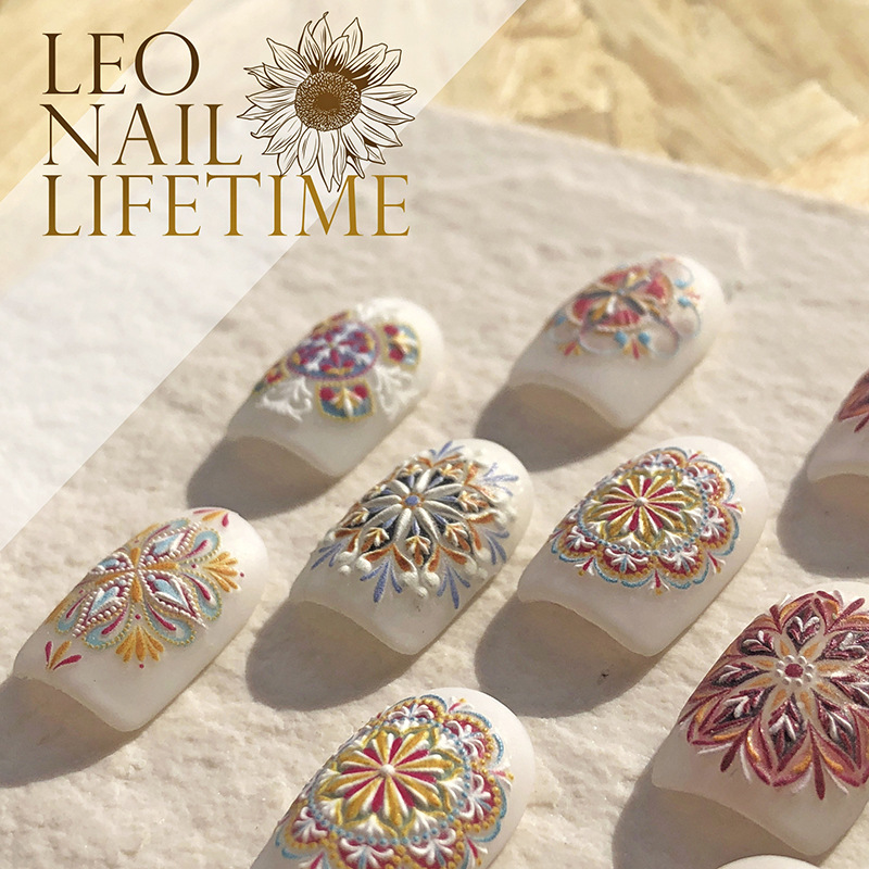 Pegatinas de uñas japonesas en línea explosión 2021 nuevo encaje relieve bohemia totem retro decoración de alta gama