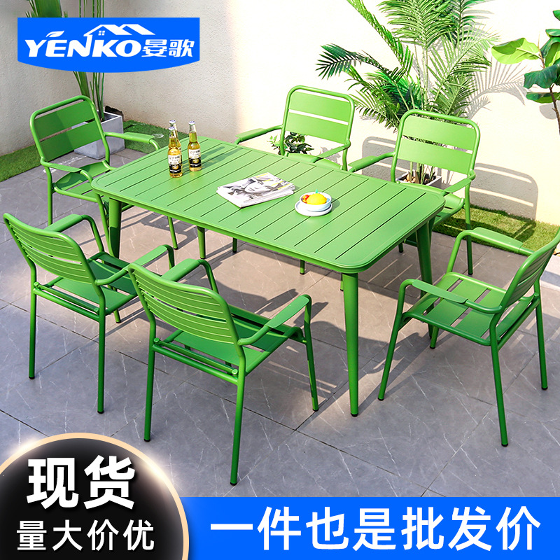 outdoors Tables and chairs aluminium alloy outdoor Garden Open air Café colour Tables and chairs Tea shop balcony