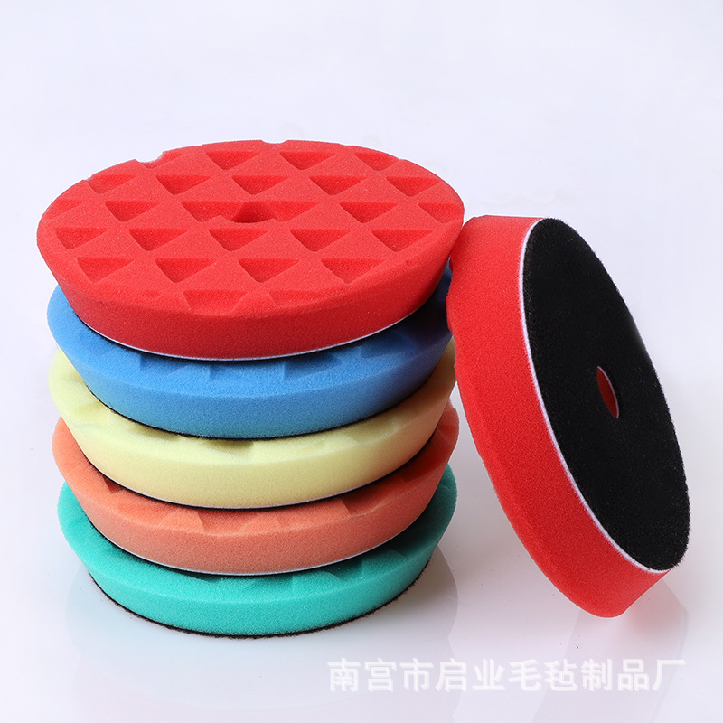 汽车美容6寸三角海绵盘划痕打蜡修复偏心机DA震抛RO直心机抛光轮