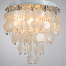 地中海贝壳水晶灯亚马逊吸顶灯圆形玄关过道卧室房间灯具厂家护眼