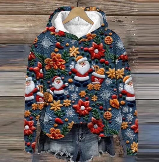 Herren-Kapuzenpullover mit lustigem Weihnachtsmotiv – Gemütlicher Pullover mit festlichen Designs, lockerer Passform, langen Ärmeln und Streetwear-Stil_voghion.com