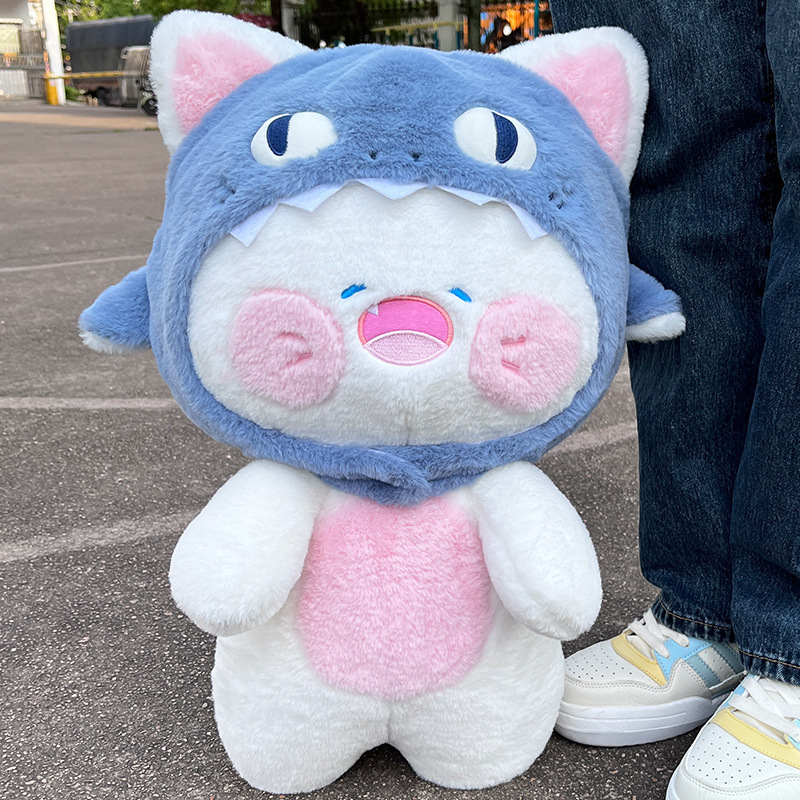 Net celebrity's same style shark cat plush doll, creative plush toy doll, cute cat, gift for children, dropshipping