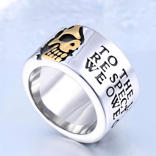 Beier Cross-border Retro Punk Style Stainless Steel Men's Ring European and American Personality Skull Head Titanium Steel Ring Wholesale